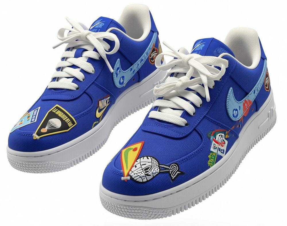 Nike Air Force 1 '07 LV8 Anniversary Edition Blue Patch Sneakers Unisex size 7